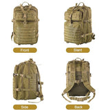 aiGear Tactical Backpack for Men, 45L Military Backpack, 3-Day Bug Out Bag for Camping Hiking Hunting with Molle System Army Daypack (45L Khaki)