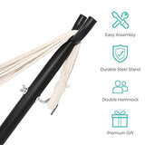 Best Choice Products Double Hammock with Steel Stand, Indoor Outdoor Brazilian-Style Cotton Bed w/Carrying Bag, 2-Person Capacity - Blue/Green Stripes