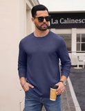 Askdeer Men's Waffle Long Sleeve T-Shirt Casual Lightweight Pullover Tees
