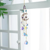 H&D HYALINE & DORA Handmade Crystal Moon&Star Prisms Suncatchers, Glass Window Hanging Ornament, Rainbow Rhinestones Decor for Home Garden Imitation Jewellery