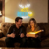 Deer Beer Neon Sign - Neon Beer Signs for Wall Decor, USB-Powered, Dimmable LED Neon Light for Man Cave, Bar, Club, Bistro, Party, Game Room (12.5×12.5 inch)