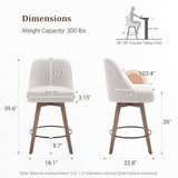 Bekrvio Counter Height Bar Stools Set of 4, Mid-Century Swivel Barstools with Backs and Wood Legs
