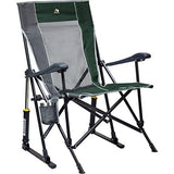 GCI Outdoor Roadtrip Rocker Camping Chair | Portable, Folding Rocking Chair with Solid, Durable Armrests, Drink Holder & Comfortable Extended Backrest — Hunter Green