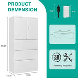 SISESOL 3 Drawer Lateral File Cabinet with Lock and Shelf