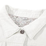 Hixiaohe Spring Summer Jean Jacket for Women Trendy Half Sleeve Button Down Short Denim Jacket Retro Cropped Trucker Coat
