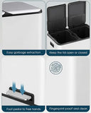 Dual Trash Can, Stainless Steel Kitchen Garbage Bin, Recycle Dustbin with Odor Control Box