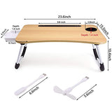 Slendor Lap Desk with Tablet Slot, Foldable Laptop Table with Storage Drawer for Bed，Portable Bed Desk for Laptop, Computer Tray with Cup Holder Notebook Stand Reading Holder for Couch Floor, Walnut