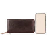 Genuine Leather Wallet Man Large Capacity Functional Handbag Oil Wax Bag Purse Pocketbook Billfold Moneybag