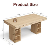 63”Executive Desk with Cabinet Storage, Farmhouse Home Office Desk, Wooden Computer Desk, Oak