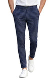 GINGTTO Mens Dress Pants Slim Fit Stretch Pinstripe Pants Men Casual Navy Blue 30Wx30L