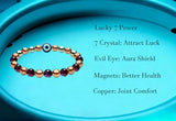 Drkao Unique Original Design Magnetic Therapy Bracelet for Women, Exclusive Lucky 7 Power Healing Crystals & Copper, Evil Eye Aura Shield, 4-Fold Protection Wellness Gift For Mother One Pack