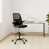 Primy Drafting Chair Tall Office Chair with Flip-up Armrests Executive Ergonomic Computer Standing Desk Chair (Black)