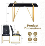 CTPNMCIN Modern Dining Table Set for 6, 55'' Gold Dining Room Table