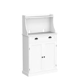 ARTPOWER 54" Kitchen Microwave Cabinet/Stand with Storage and Drawers, Pantry Storage Cabinet with Hutch & Adjustable Shelves for Kitchen, Dining Room, Living Room, Hallway in White