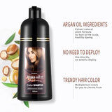 Dark Brown Hair Dye Shampoo 3 in 1, Covers Gray in Minutes, with Argan Oil, Long Lasting Color, Easy At-Home Use for Women & Men, 100% Gray Coverage, Gentle Herbal Formula, Natural color shampoo
