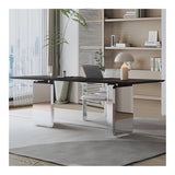 zhongxlla Standing Desk, Modern Home Office Desk with Outlets, Stainless