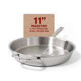 5-Ply Stainless Steel Frying Pan Non Toxic Cookware Stay Cool Handle 11" PFAS, PFOA & PFTE Free, for Cooking Pan Set Alva