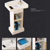 Podium Portable Lectern Wooden Podiums with Drawer and Open Storage Podium Stand Conference Table