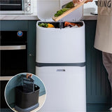 POGHDBXA Trash Can, Large Capacity Plastic Step Pedal Trash Can Bin Dual Compartment Hands Free Kitchen Bathroom