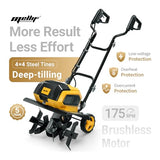 Mellif 40V Cordless Garden Tiller/Cultivator Compatible with Dewalt 20v Max Battery (Tool Bare) 14.2'' Width 8.7'' Depth 16 Steel Tines