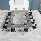 Modular Conference Table 4PCS, Folding Conference Room Tables on Wheels Grey 63in