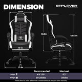 GTPLAYER Gaming Chair, Computer Gaming Chairs for Adults with Footrest, Height Adjustable PC Game Chair, Black-White