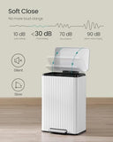 Trash Can, 13 Gallon (50 L) Garbage Can for Kitchen, with Lid, Pedal, and Removable Inner Bucket, Soft Close