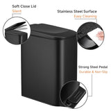 TIPGO Slim Bathroom Trash Can with Lid Soft Close