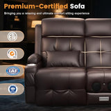 Home Theater Seating, 3 Seat Power Loveseat Recliner Sofa with Heat Massage