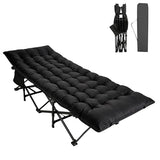 Northroad Camping Cot with Thick Mattress,Quick Set-Up Sleeping Cots with Side Pocket for Outdoor Camping, Office Nap, Home Garden, Beach, Travel, Black