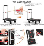 Portable Push cart Dolly with Adjustable Handle for Auto, Luggage, Personal, Travel, Moving Shopping and Office Use