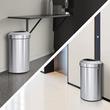Urban 16 Gallon Semi-Round Open Top Waste Bin, Stainless Steel Half Round Commercial Trash Can for Indoor and Outdoor