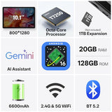 Tablet 10.1 inch Android 16 Tablet with Octa-Core Processor, 20GB RAM 128GB ROM 1 TB Expandable