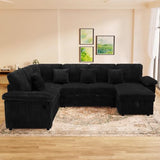 Modular Sectional Sleeper Sofa with Pull Out Bed, 104" U Shaped 7 Seat Cloud Sectional Couches for Living Room