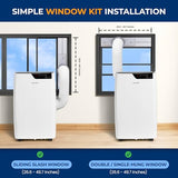 SereneLife 14000 BTU Portable Air Conditioner 4-in-1 with Heating - Compact Standing Air Conditioner for Room Up to 400 Sq. Ft. Floor AC Unit with Remote Control - Universal Casters, Window Mount Kit
