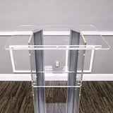 FixtureDisplays Clear Acrylic Plexiglass Podium Curved Steel Sides