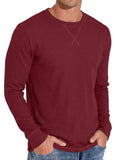 Askdeer Men's Waffle Long Sleeve T-Shirt Casual Lightweight Pullover Tees