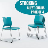 Office Guest Chairs Set of 4, Sled Base Office Stack Chair, Modern Plastic Chairs for Conference