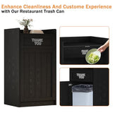 40 Gallon Restaurant Trash Can Cabinet, Wooden Commercial Trash Can with Tray Holder