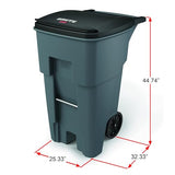 Rubbermaid Commercial Products BRUTE Rollout Plastic Trash/Garbage Can/Bin with Wheels 65 Gal for Restaurants
