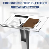 42.5" Pulpits for Churches, Acrylic Podium Stand with Iron Stable Bottom, Pulpit with 10MM Thickened Acrylic Countertop, Multi Function Lectern for Classroom