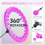 JLoibao Weighted Hula Circle for Adults Weight Loss, Infinity Fitness Hoop Plus Size 51 Inch with Sweat Belt, Include 27 Detachable Links and Waist Trainer for Women (Purple)