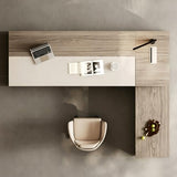 Modern L Shaped Executive Desk with 4 Drawers, 71 inch Large Home Office Desk