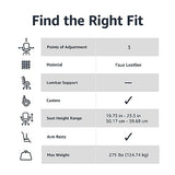 Puresoft PU Padded Mid-Back Height Adjustable Office Computer Desk Chair with Armrest, 26"D x 23.75"W x 42"H, Black Amazon Basics