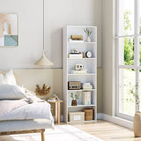 FOTOSOK 6-Tier Open Bookcase and Bookshelf, Freestanding Display Storage Shelves, White