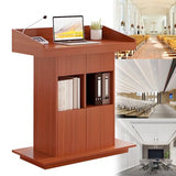 Wooden Lectern Podium Stand with Drawers - Adjustable Height Speaking Lectern for Churches