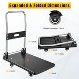 Foldable Platform Cart, 220 lbs Capacity Push Cart Dolly with 3-Inch PU Wheels