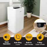 Whirlpool 14,000 BTU Portable Air Conditioner with Dehumidifier for Living Room, Apartment, or Bedroom, 115V, Portable AC for Large Rooms up to 700 Square Feet with Remote, 3 Speeds, and Timer, White