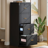 4-Drawer File Cabinet with Lock, Locked File Cabinet with Key, Tall Wooden Filing Cabinets for Home Office