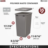 Recycle Waste Garbage Container for Kitchen Cabinet Pullouts, White, RV-35-11-2 - Large Plastic Bins for Home and Office